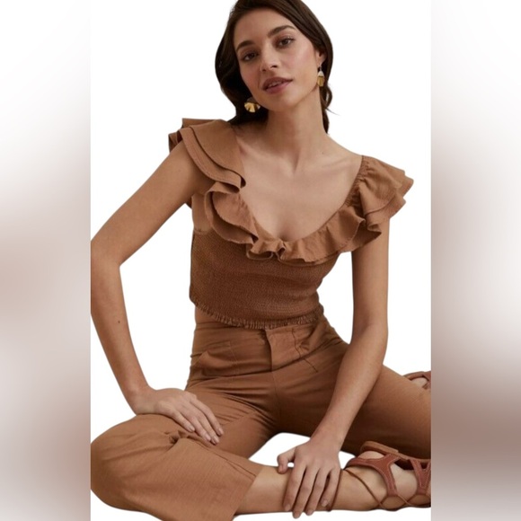 Maeve by Anthropologie Flutter Smocked Top - Picture 1 of 7